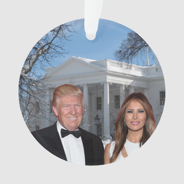 Ornamento Um Natal Trump: Donald e Melania (Frente)