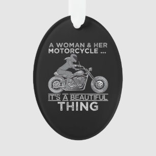 Ornamento Uma Mulher E Seu Presente De Arte De Moto Para Bik