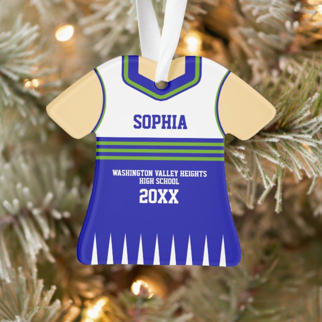 Ornamento Uniforme de Cheerleaderes Personalizadas de Cores  (Árvore)