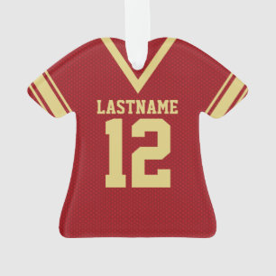 Ornamento Uniforme Dourado vermelho do jérsei do futebol