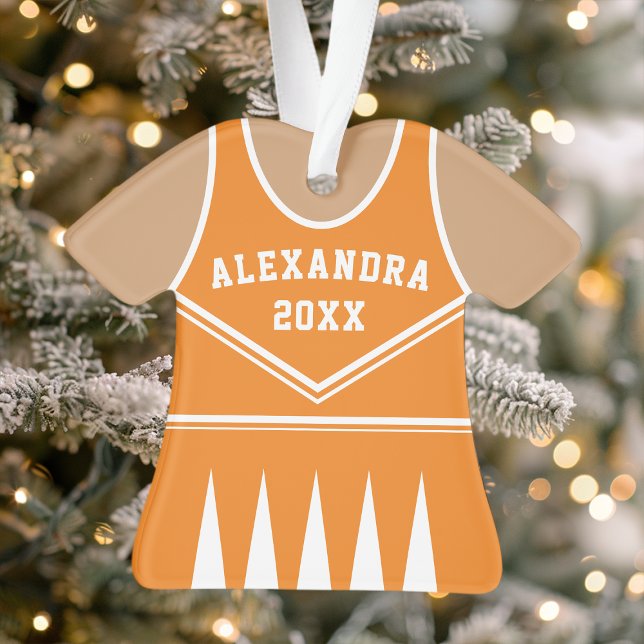 Ornamento Uniforme Personalizado de Cheerleader Laranja (Criador carregado)