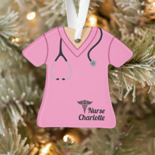 Ornamento Uniformes de Enfermeira Rosa Personalizados