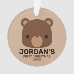 Ornamento Urso Castanho Bonito com Nome Personalizado