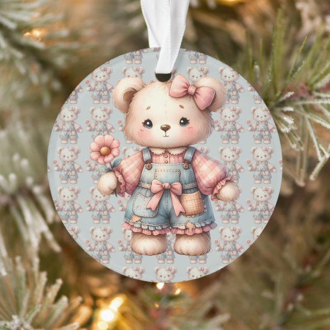 Ornamento Urso de Pastel, Segurando Sobremesas para Vestir F (Árvore)