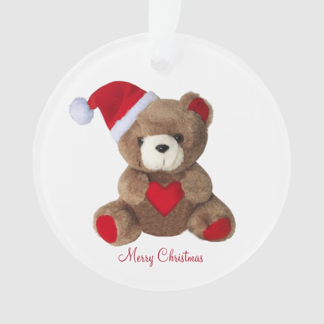 Ornamento Urso de pelúcia fofo em branco (Frente)