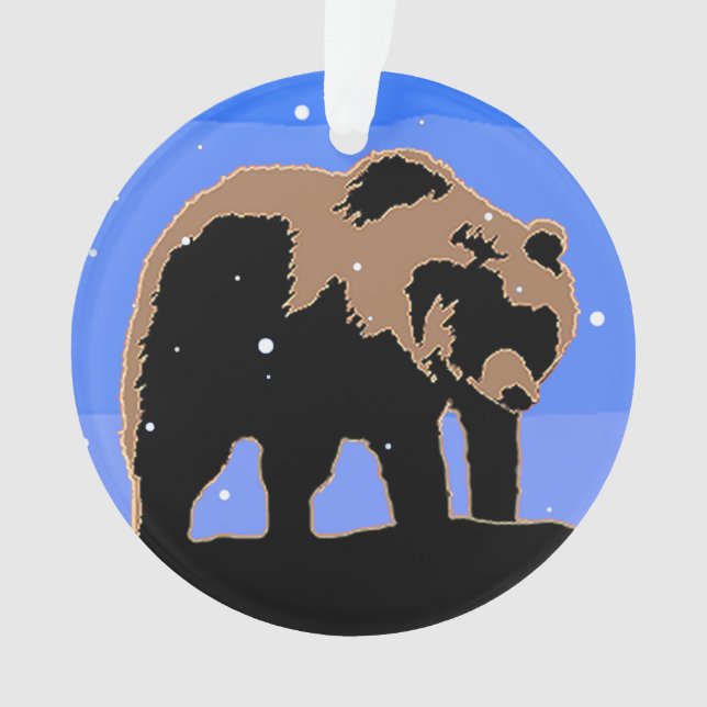 Ornamento Urso Grizzly no inverno - Arte original sobre a vi (Frente)