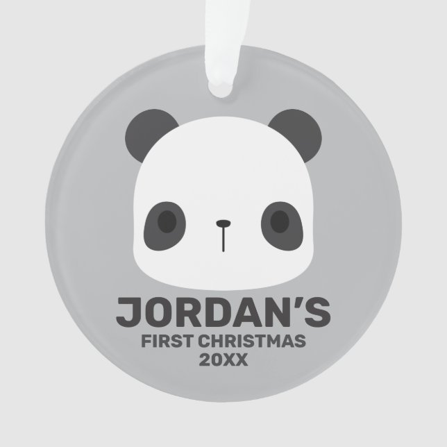 Ornamento Urso Panda Bonito com Nome Personalizado (Frente)
