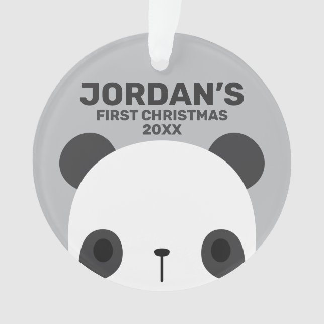 Ornamento Urso Panda Bonito com Nome Personalizado (Frente)