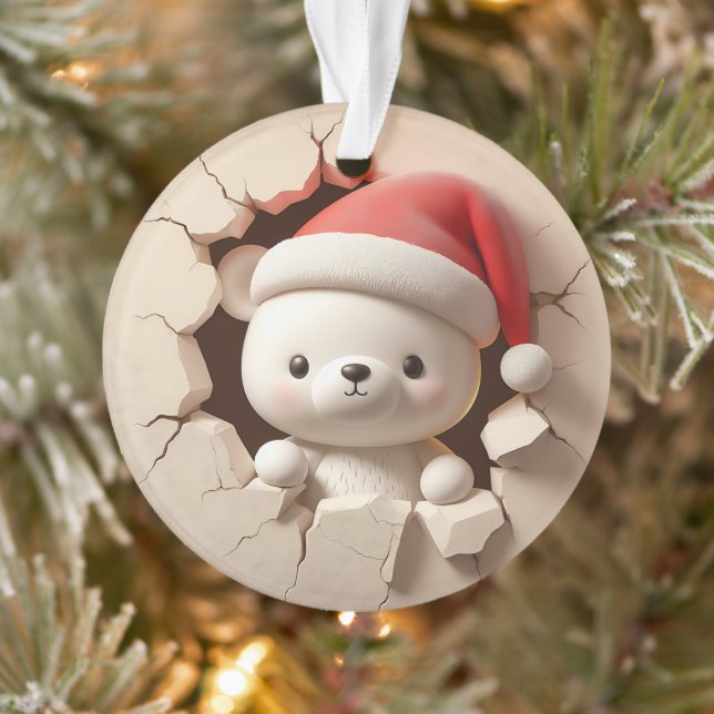 Ornamento Urso Polar Fofo de Férias de Duas Faces  (Árvore)