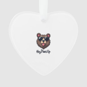 Ornamento Urso Vintage Hey Paws Up com Óculos de Sol Cachorr