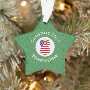 Ornamento USA Flag Christmas Red Hair Angel Name Year