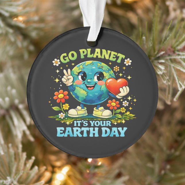 Ornamento Vá Planeta É o Seu Dia da Terra verde (Árvore)