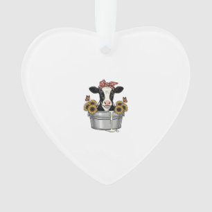 Ornamento Vaca Antiga em Tubo Girassol Borboleta Vetor Desi
