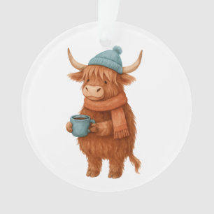 Ornamento Vaca das Terras Altas Cuecas com Café - Cozy Winte
