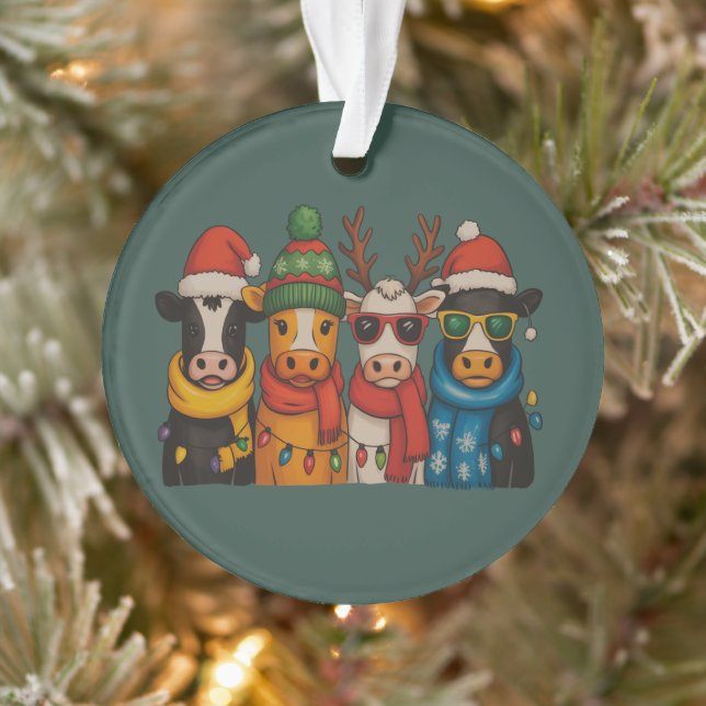 Ornamento Vaca de Natal Vaca Farmhouse Papais noeis Highland (Árvore)