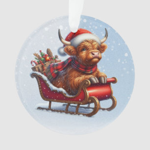 Ornamento Vaca de Papai noel da Escócia em lata