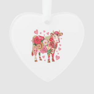 Ornamento Vaca Floral Png, Design De Vaca Fresca