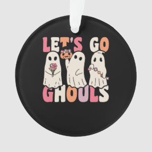 Ornamento Vamos Vai Ghouls Groovy Ghost Com Flores Vintage