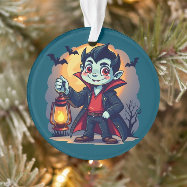 Ornamento Vampiro Fofo com Lanterna Kawaii Halloween (Árvore)