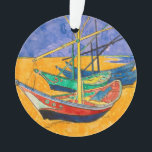 Ornamento Van Gogh Boats Impressionism Beach<br><div class="desc">Por Vincent Van Gogh - esta famosa pintura impressionista de barcos chama-se Boats na Praia de Saintes-Maries. É uma pintura de aquarela colorida e linda de Vincent Van Gogh.</div>