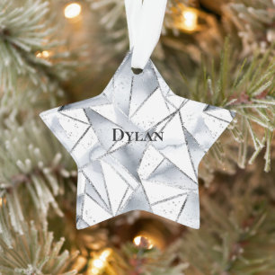 Ornamento Vanilla Silver Confetti Glitzy Glam Natal