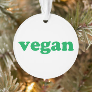 Ornamento "Vegan", letras verdes, fundo branco