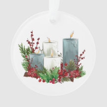 Velas de Natal com Flores e Berries