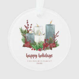 Ornamento Velas de Natal com Flores e Berries