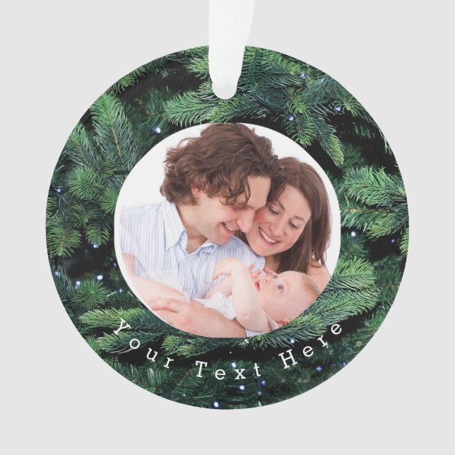 Ornamento Verde deixa a foto de Natal da família (Frente)