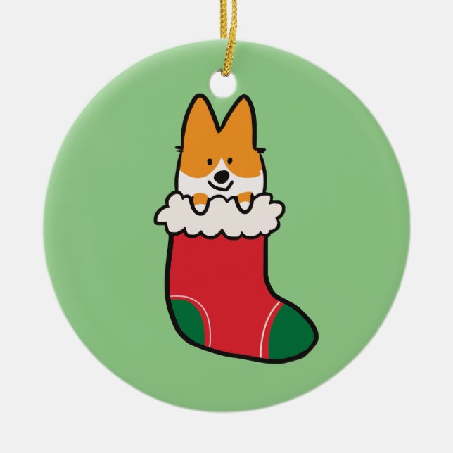 Ornamento vermelho | CorgiThings da meia do Corgi (Frente)