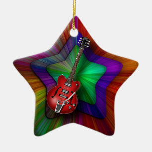 Ornamento vermelho da estrela da guitarra