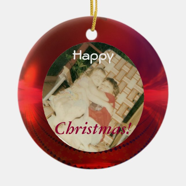 Ornamento vermelho da foto (Frente)