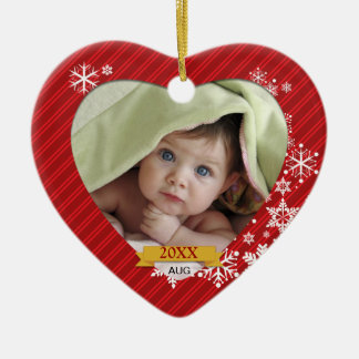 Ornamento vermelho da foto do floco de neve