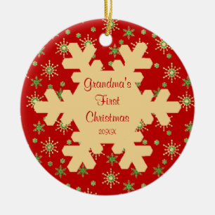 Ornamento vermelho do floco de neve do primeiro