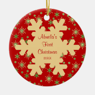 Ornamento vermelho do floco de neve do primeiro