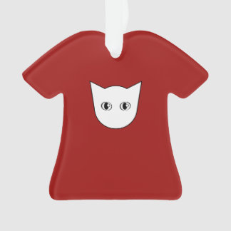 Ornamento Vermelho-e-Branco do t-shirt do gato