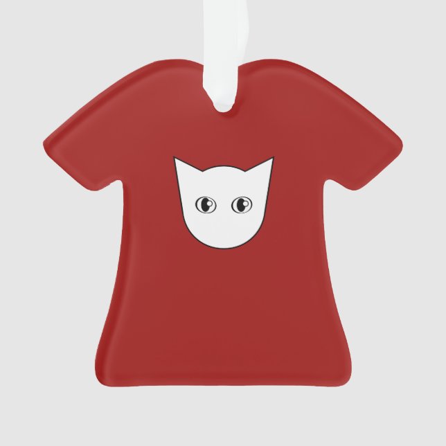 Ornamento Vermelho-e-Branco do t-shirt do gato (Frente)