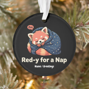 Ornamento Vermelho Pronto Para Um Cochilo Panda Vermelho Kaw