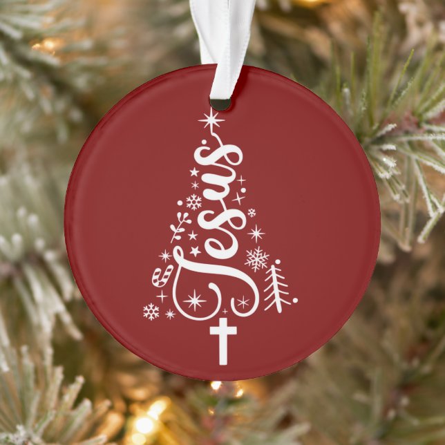 Ornamento Versículo da Bíblia de Natal Cristão Jesus Fé (Árvore)