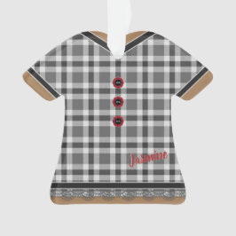 Ornamento Vestido de Xadrez de Cinza com inclinação personal