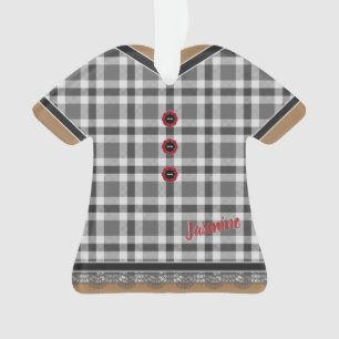 Ornamento Vestido de Xadrez de Cinza com inclinação personal