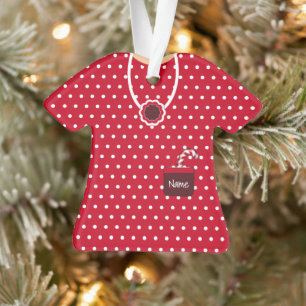 Ornamento Vestido Doces de Natal Vermelho e Branco Personali