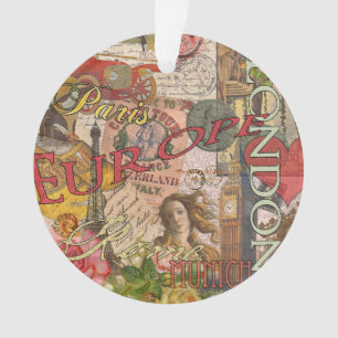 Ornamento Viagem Europeu Vintage Londres Paris