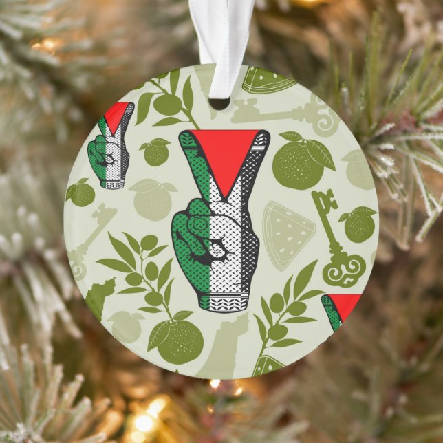 Ornamento Victory Sign Hand Resistance Red Triangle Symbol (Árvore)