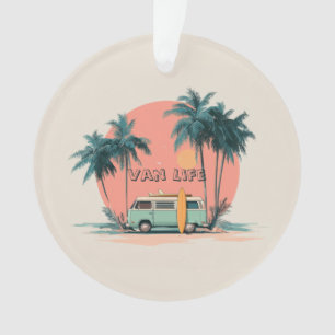 Ornamento Vida em Van – Arte de Trailer de Praia Retrô