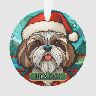 Ornamento Vidro Manuscrito Personalizado Shih Tzu