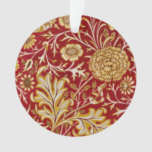 Ornamento Vintage Arte Floral Vermelha Cherwell de William M