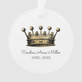 Ornamento Vintage Dourada Crown Memorial Name Anos Keepsaame