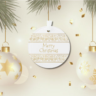 Ornamento Vintage Faux Dourado Floral Fbon Feliz Natal