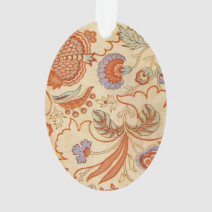 Ornamento Vintage Floral Francês Chintz Antiquado Terracota